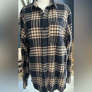 Hollister Black amd Tan Flannel  Button-Down Shirt